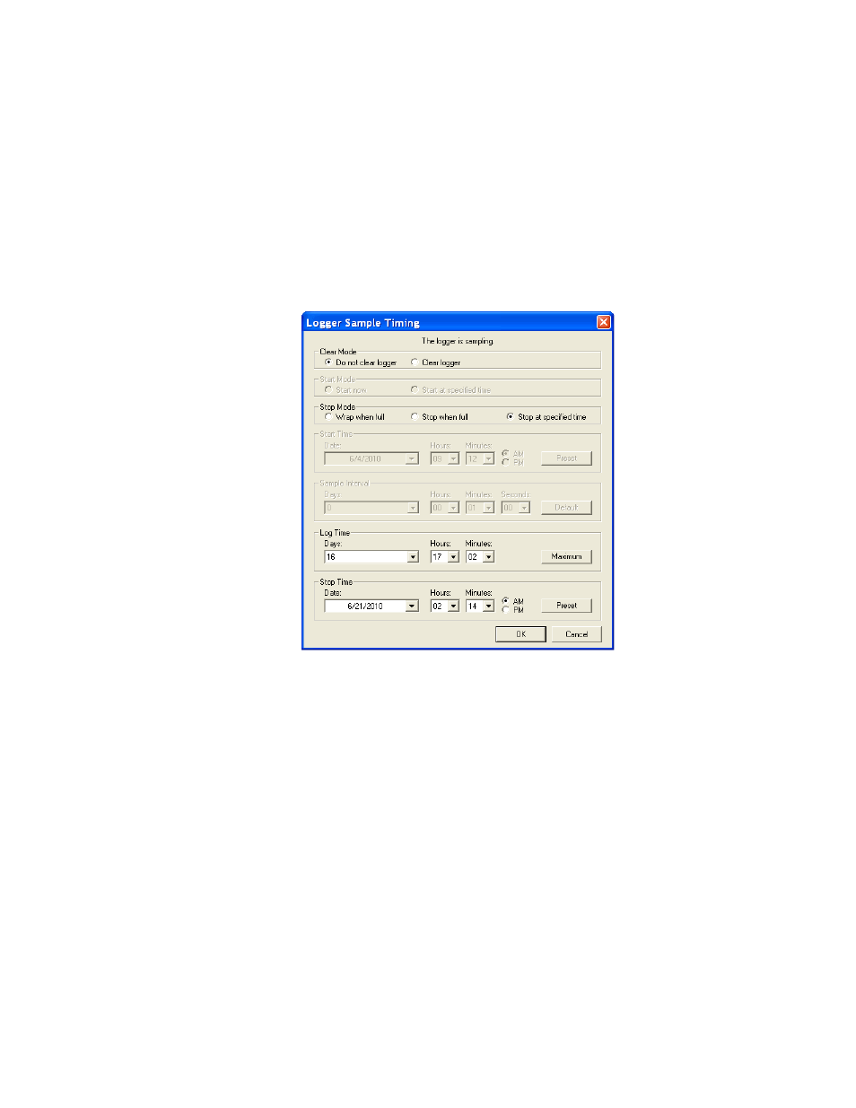 Setting the stop mode, Setting the stop mode on | Vaisala Spectrum 4.0 User Manual | Page 31 / 82