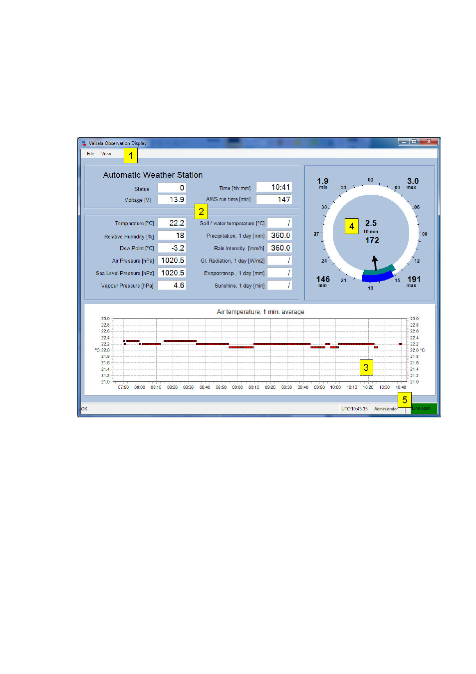 Main user interface | Vaisala Observation Display User Manual | Page 19 / 50