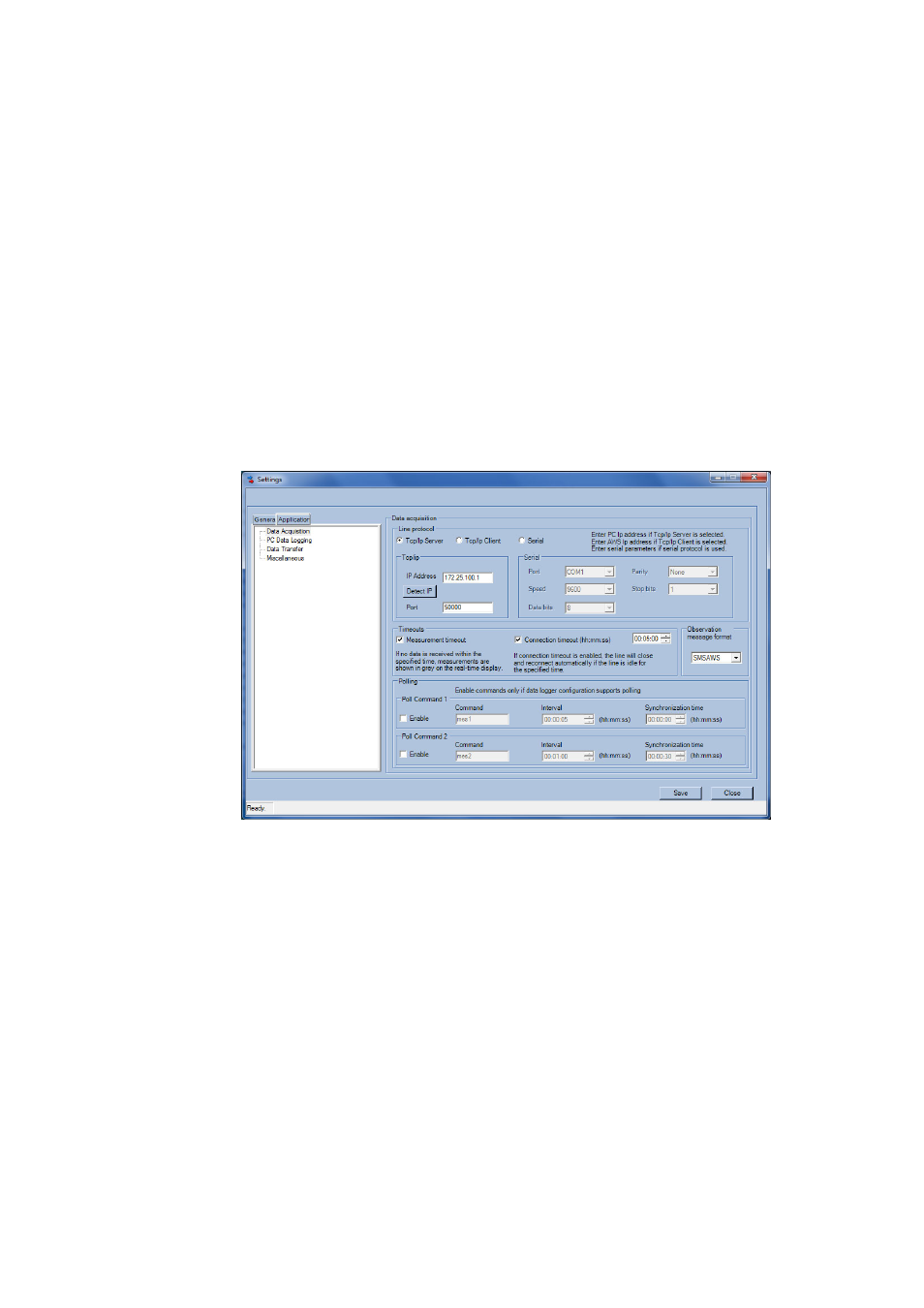 Application settings – communications | Vaisala Observation Display User Manual | Page 38 / 50