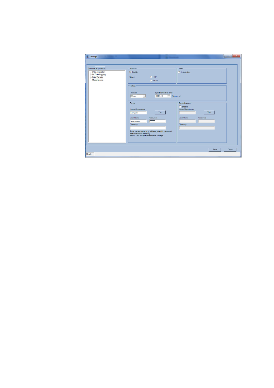 Application settings – data transfer | Vaisala Observation Display User Manual | Page 41 / 50