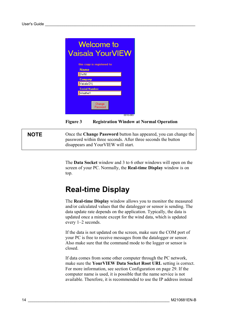 Real-time display | Vaisala Real-time Display Software YOURVIEW User Manual | Page 16 / 41