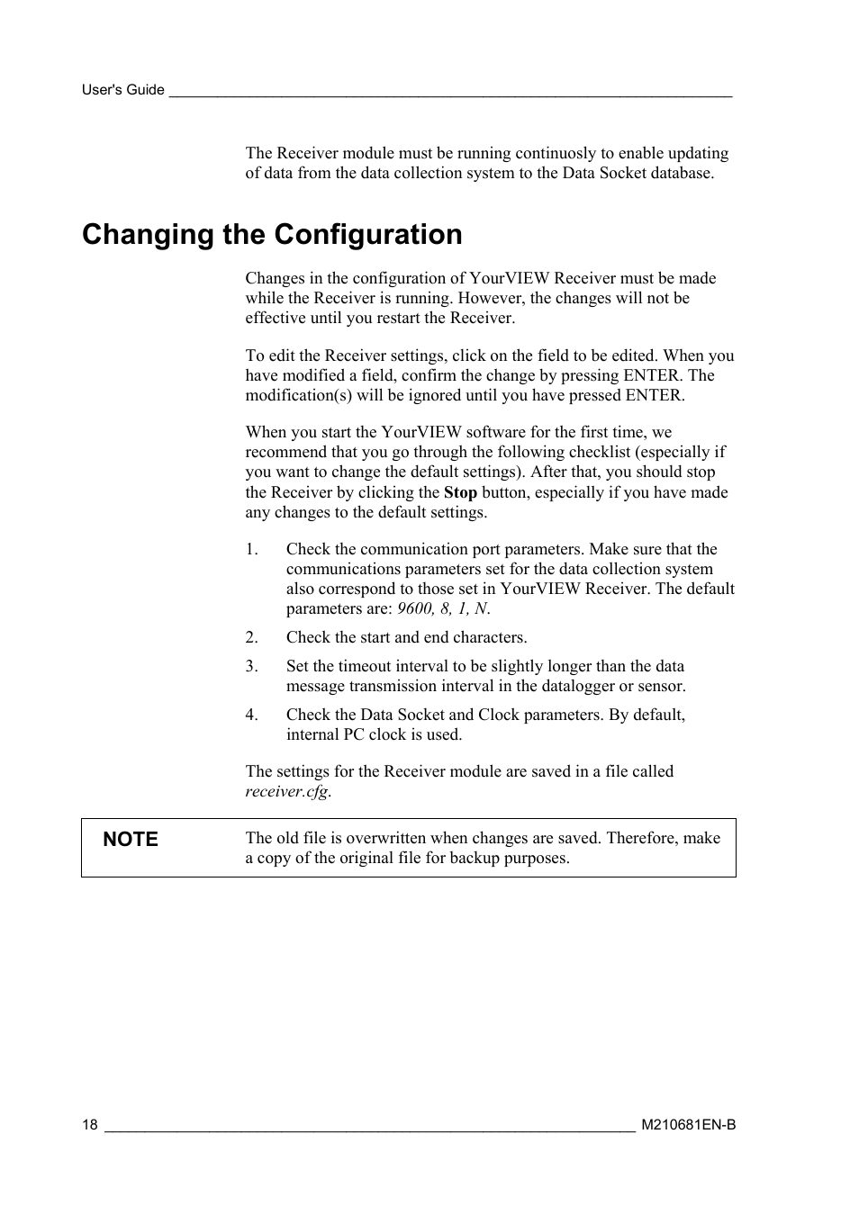 Changing the configuration | Vaisala Real-time Display Software YOURVIEW User Manual | Page 20 / 41
