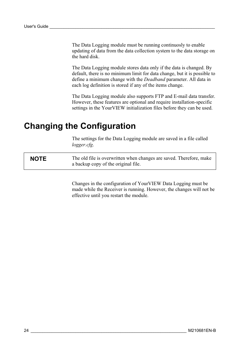 Changing the configuration | Vaisala Real-time Display Software YOURVIEW User Manual | Page 26 / 41