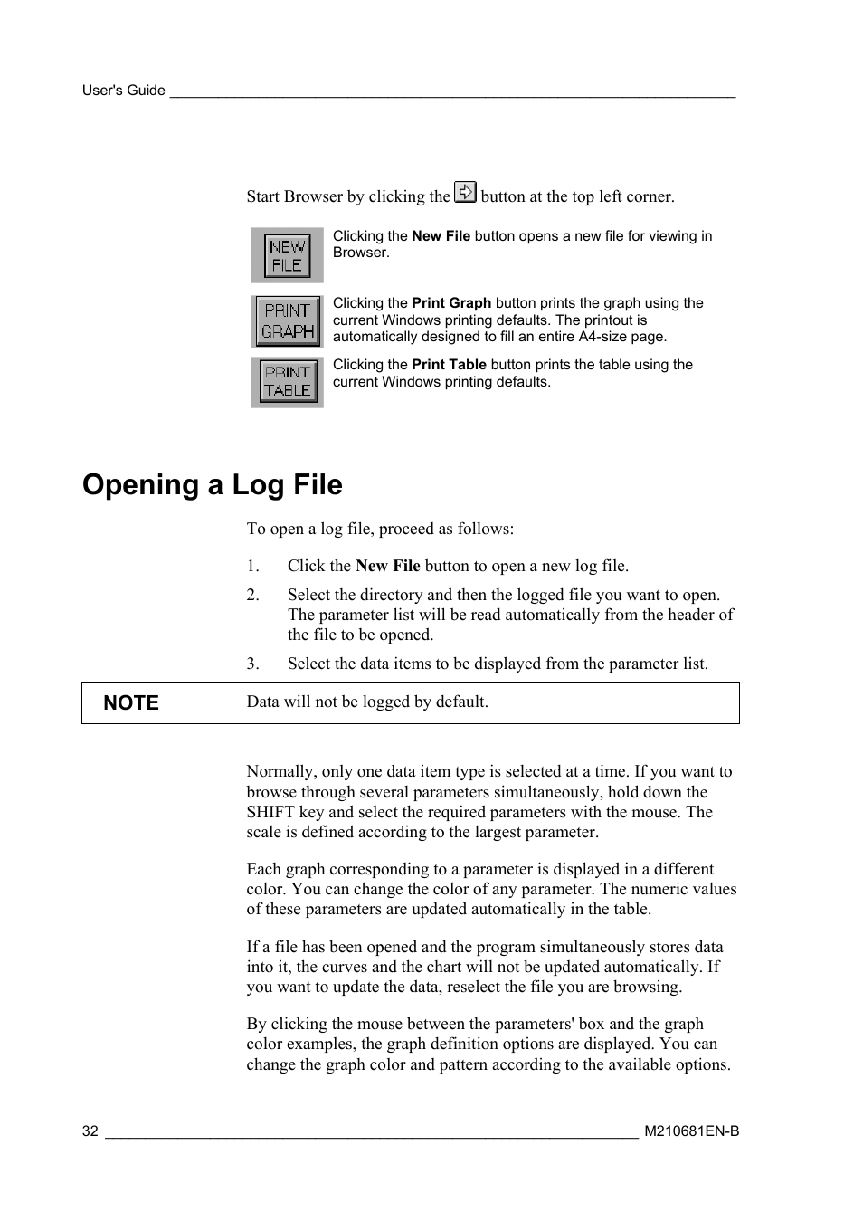 Opening a log file | Vaisala Real-time Display Software YOURVIEW User Manual | Page 34 / 41