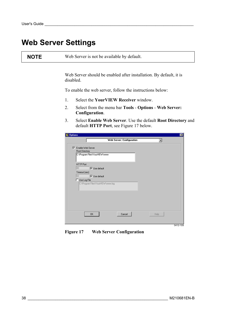 Web server settings | Vaisala Real-time Display Software YOURVIEW User Manual | Page 40 / 41