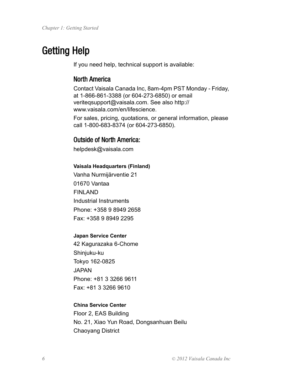 Getting help | Vaisala viewLinc 4.1 User Manual | Page 10 / 60