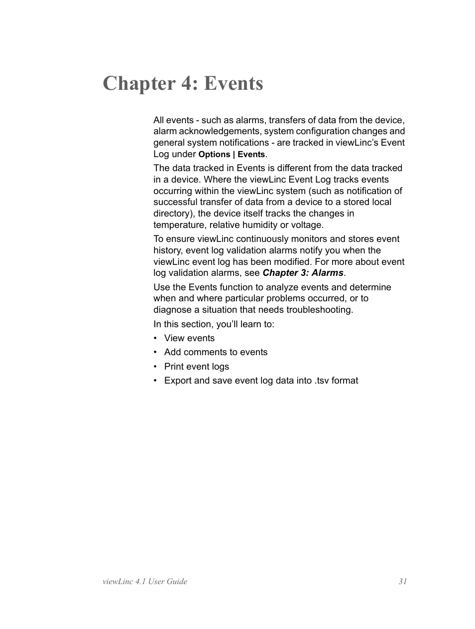 Chapter 4: events | Vaisala viewLinc 4.1 User Manual | Page 35 / 60