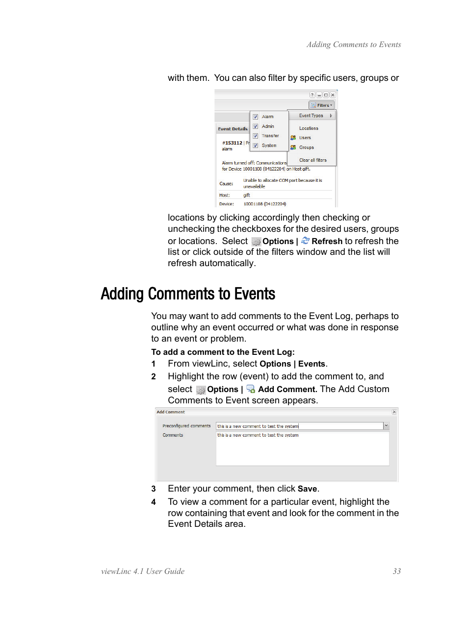 Adding comments to events | Vaisala viewLinc 4.1 User Manual | Page 37 / 60