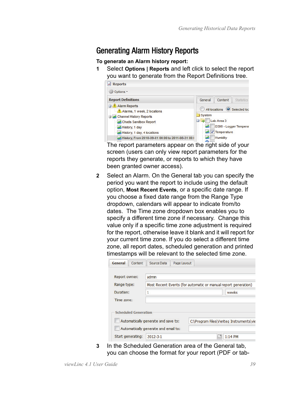 Generating alarm history reports | Vaisala viewLinc 4.1 User Manual | Page 43 / 60