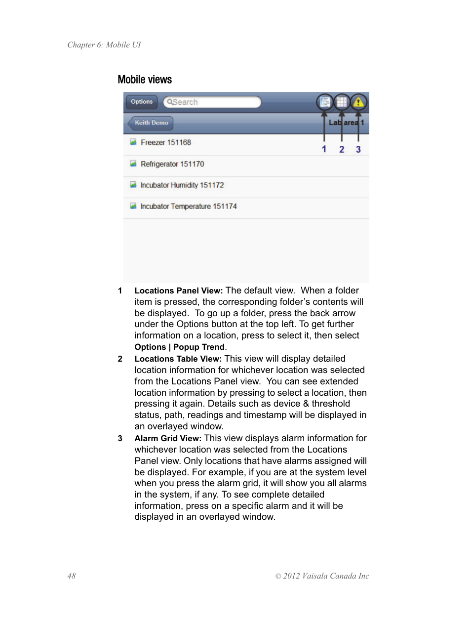 Mobile views | Vaisala viewLinc 4.1 User Manual | Page 52 / 60