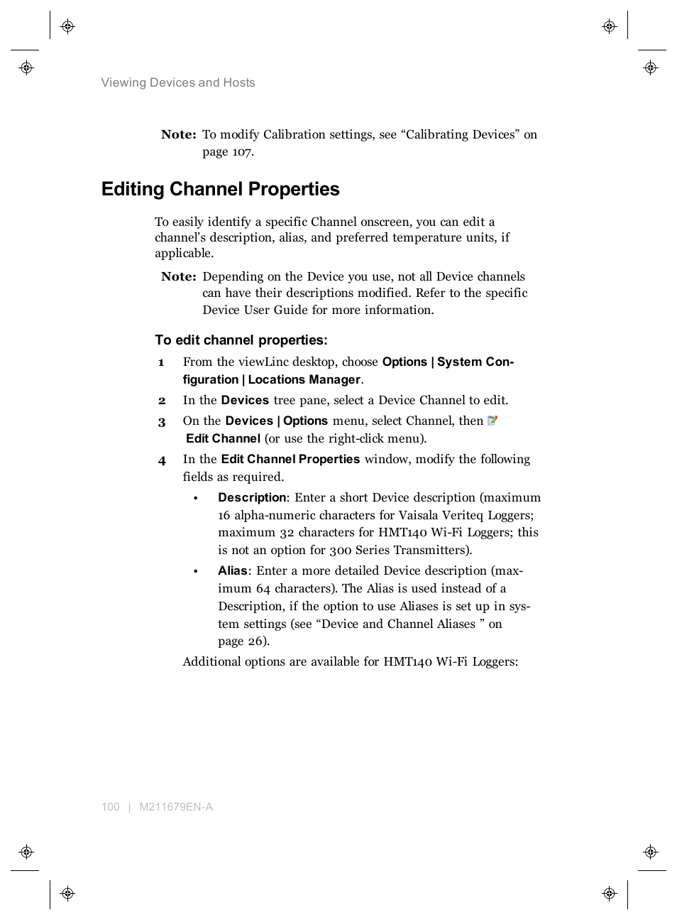 Editing channel properties, Channel properties | Vaisala viewLinc 4.3 User Manual | Page 108 / 206
