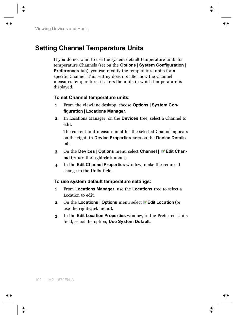 Setting channel temperature units | Vaisala viewLinc 4.3 User Manual | Page 110 / 206