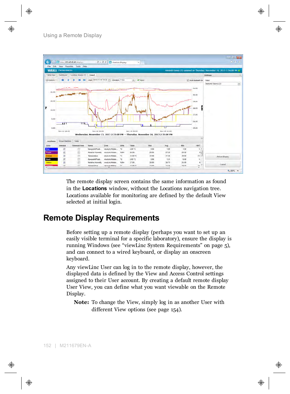 Remote display requirements | Vaisala viewLinc 4.3 User Manual | Page 160 / 206