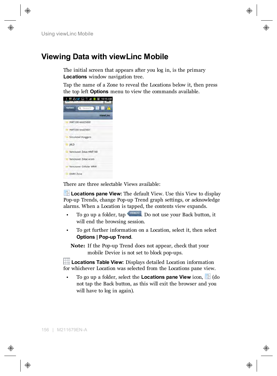 Viewing data with viewlinc mobile | Vaisala viewLinc 4.3 User Manual | Page 164 / 206