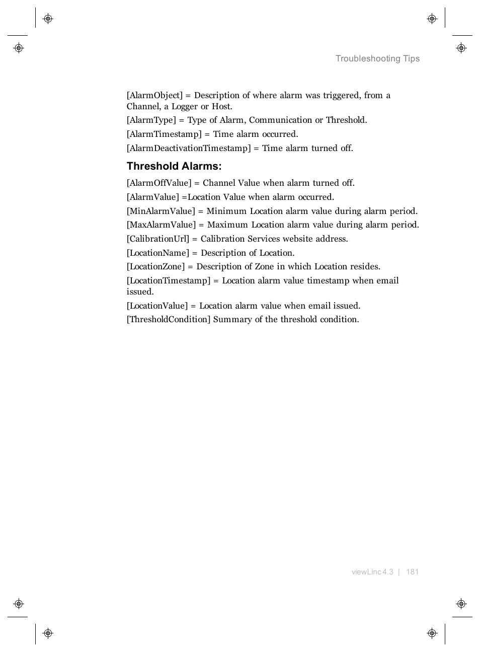 Threshold alarms | Vaisala viewLinc 4.3 User Manual | Page 189 / 206