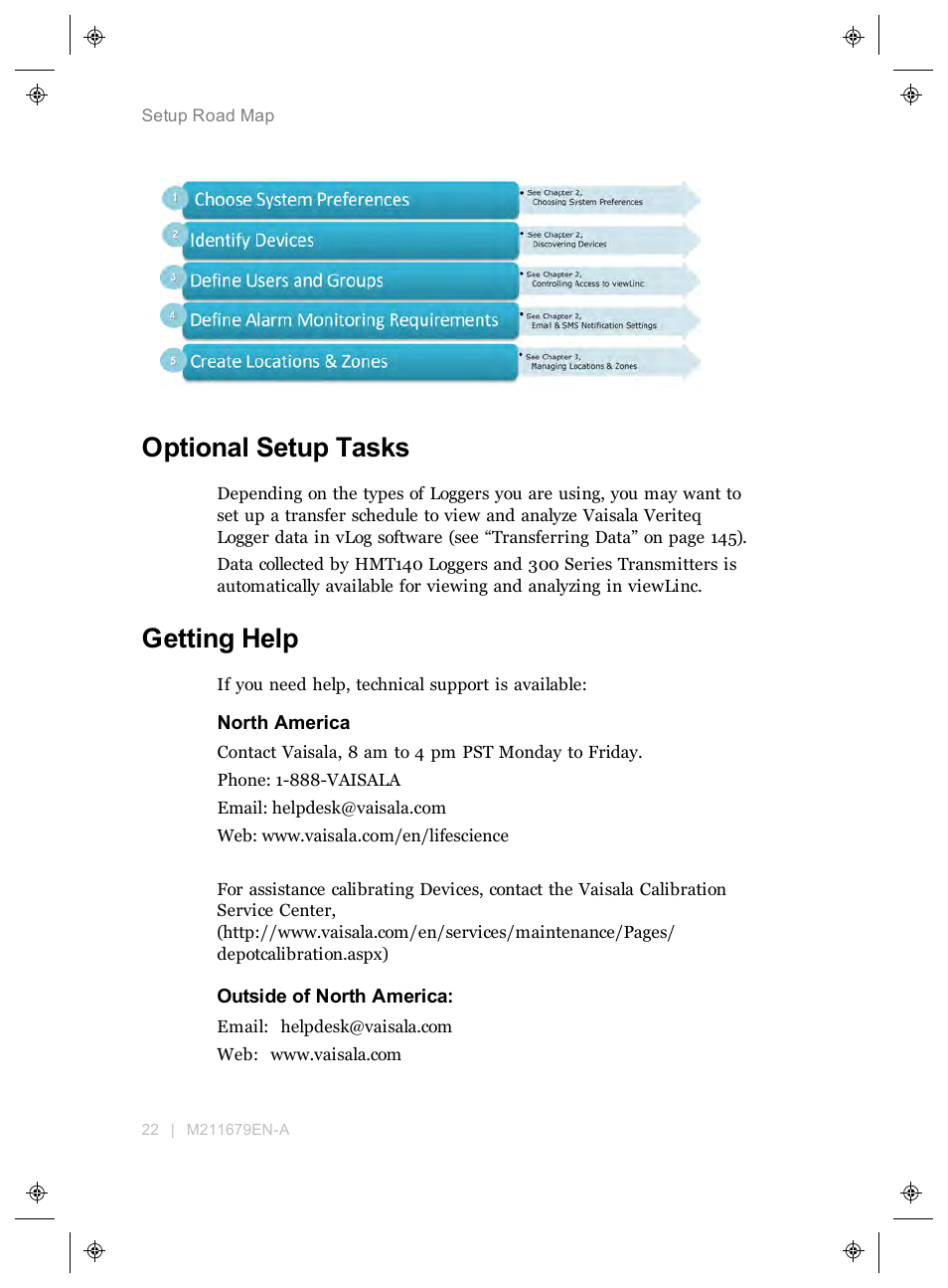 Optional setup tasks, Getting help | Vaisala viewLinc 4.3 User Manual | Page 30 / 206
