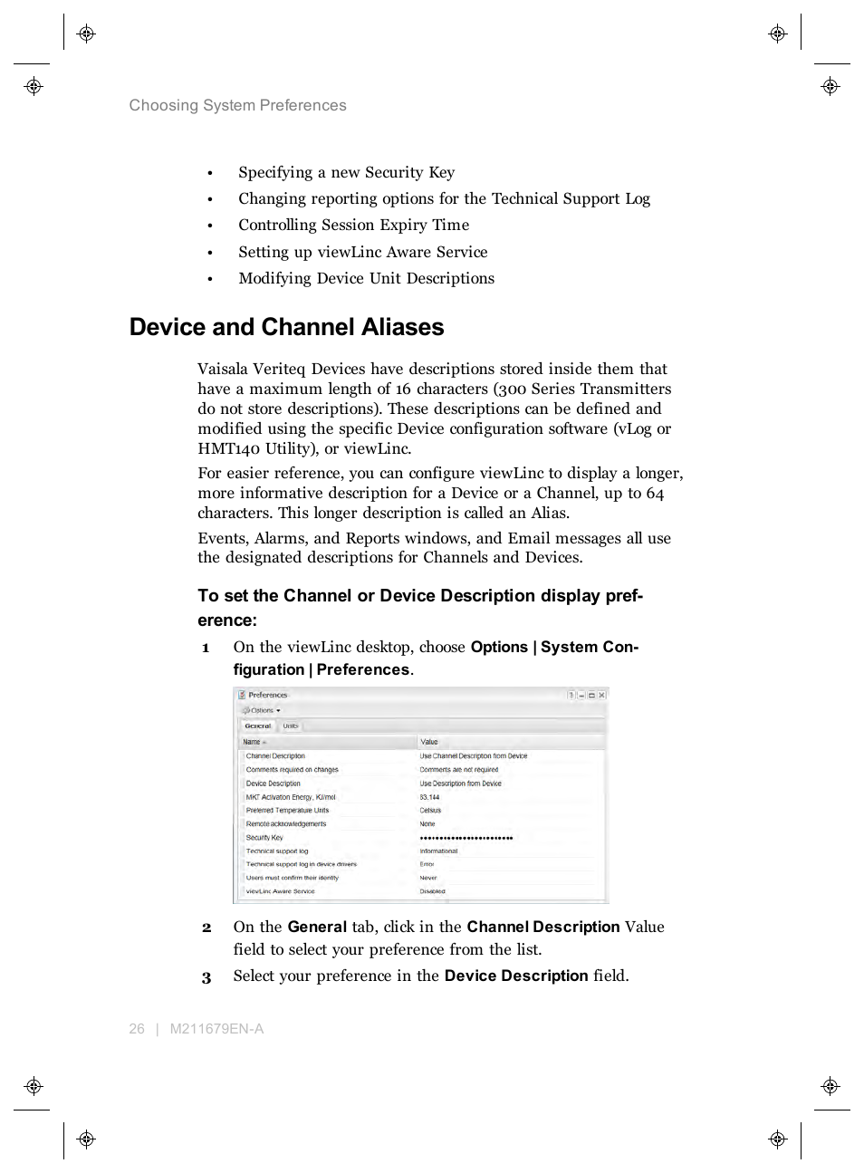 Device and channel aliases | Vaisala viewLinc 4.3 User Manual | Page 34 / 206
