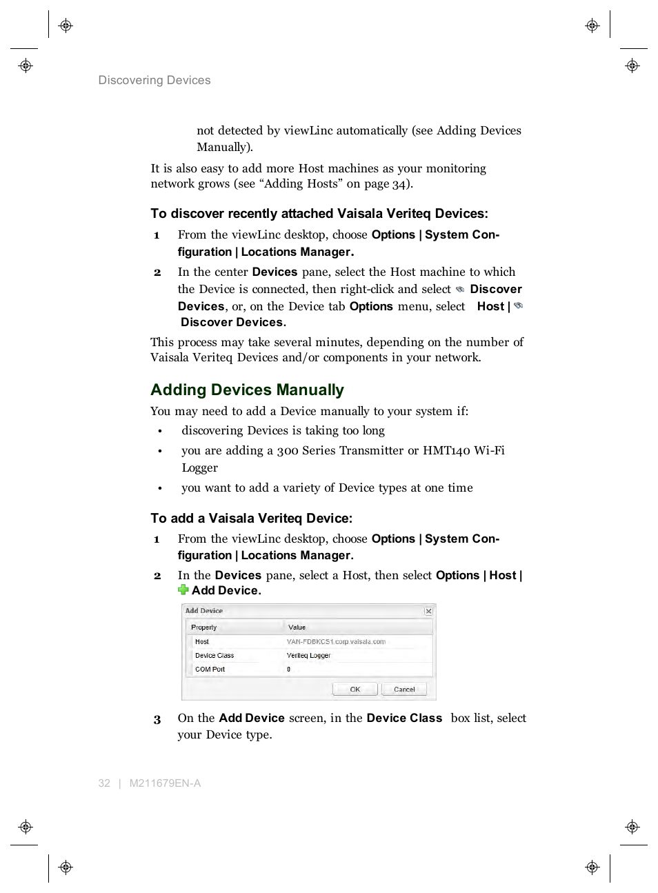 Adding devices manually | Vaisala viewLinc 4.3 User Manual | Page 40 / 206