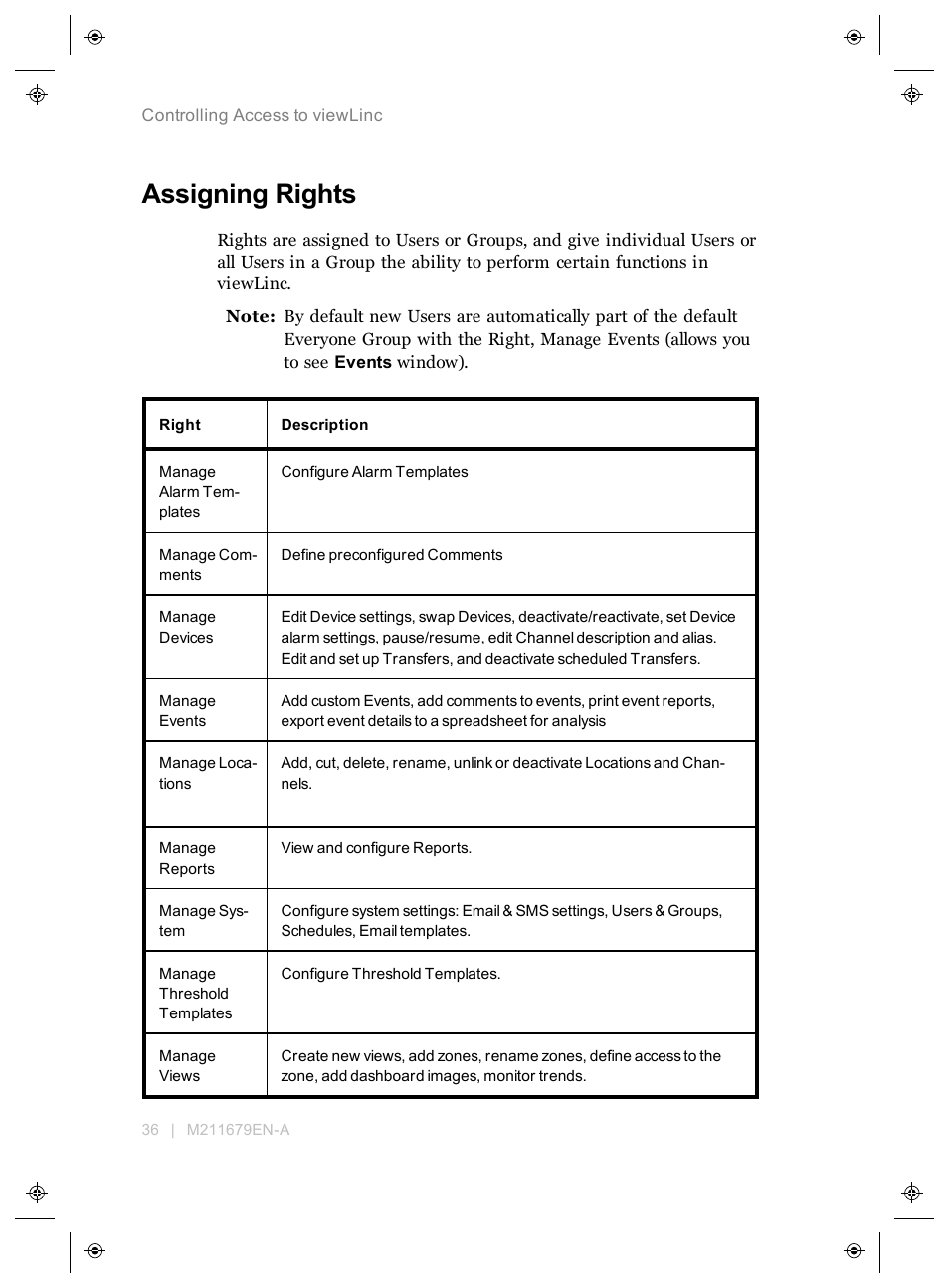 Assigning rights | Vaisala viewLinc 4.3 User Manual | Page 44 / 206