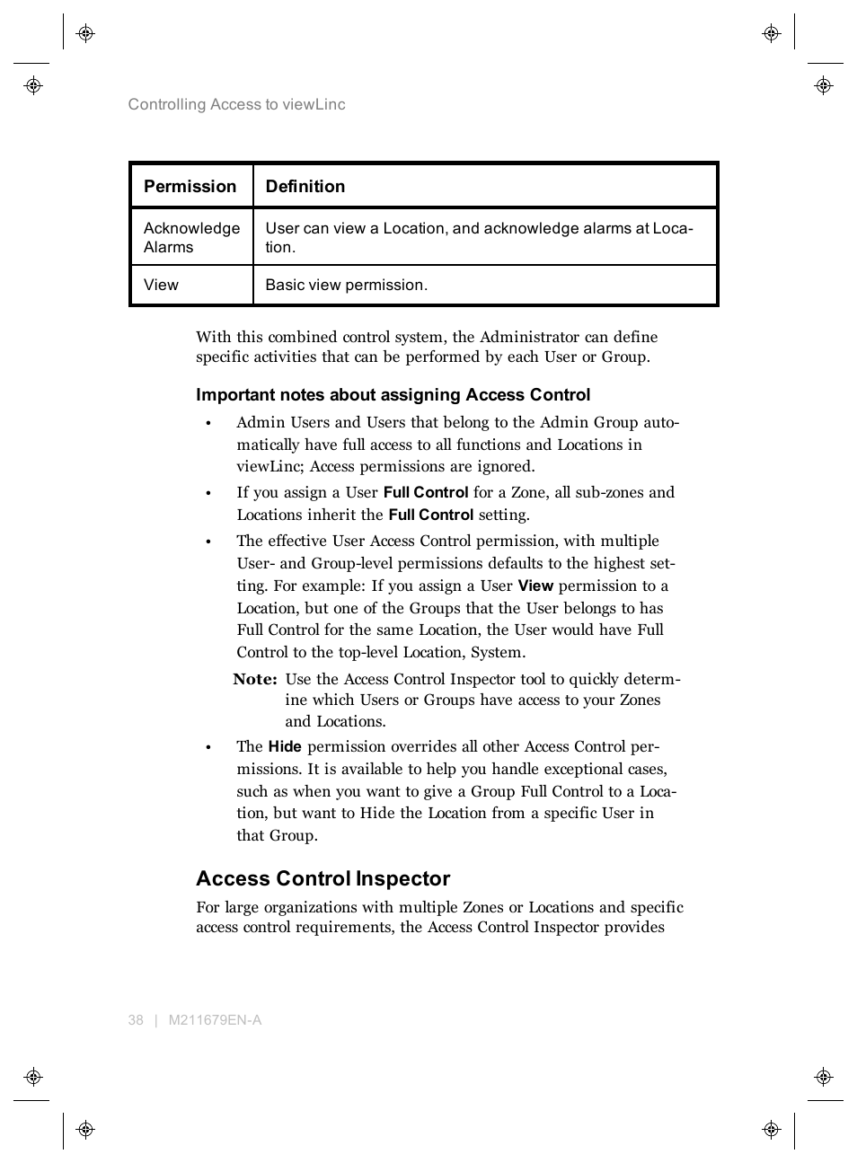 Access control inspector | Vaisala viewLinc 4.3 User Manual | Page 46 / 206