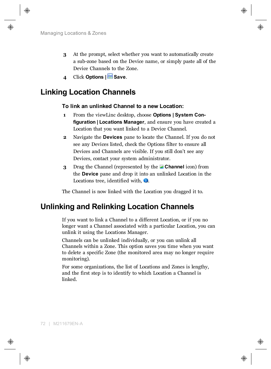Linking location channels, Unlinking and relinking location channels, Locations | Left pane), And link or | Vaisala viewLinc 4.3 User Manual | Page 80 / 206