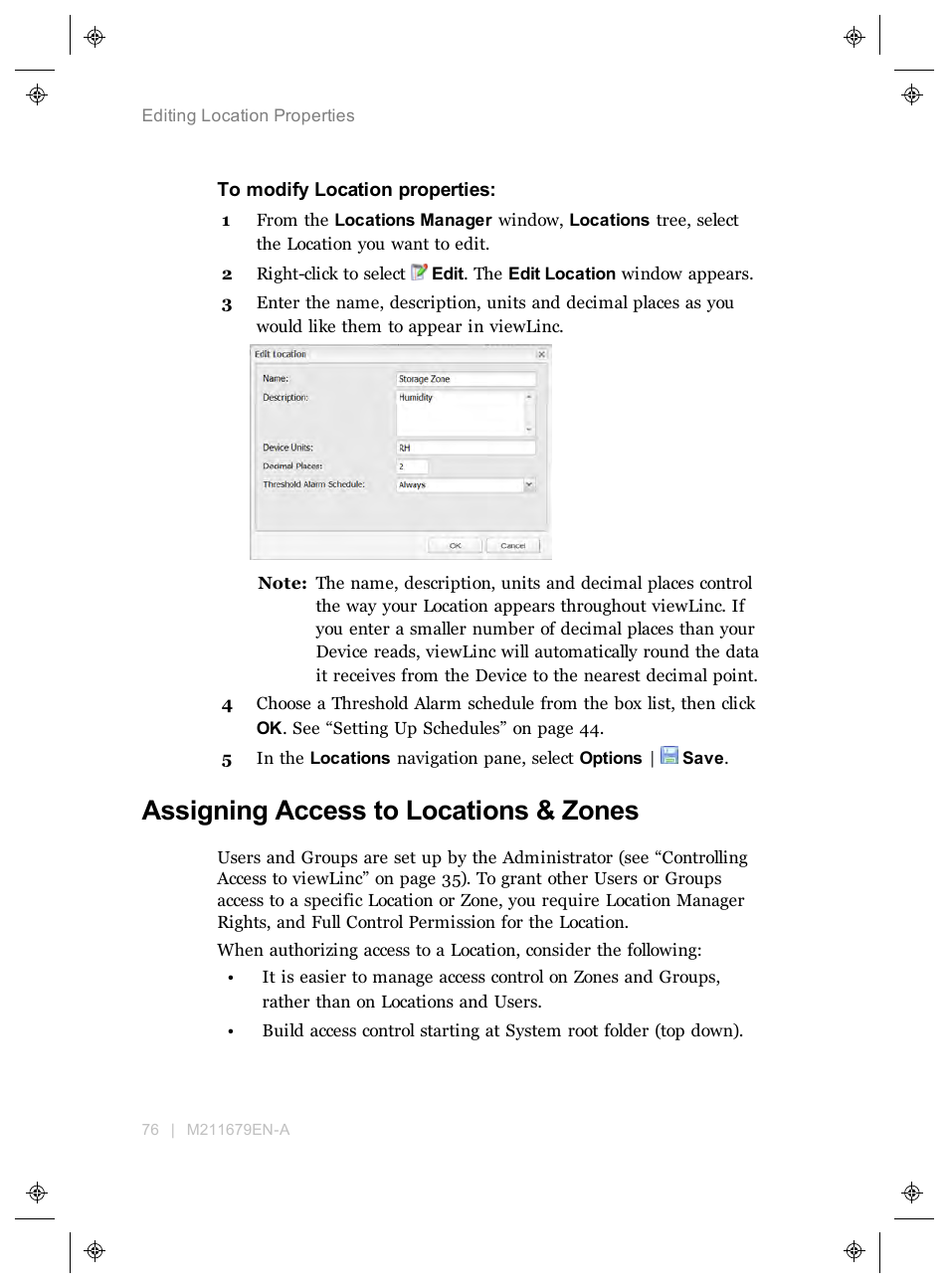 Assigning access to locations & zones | Vaisala viewLinc 4.3 User Manual | Page 84 / 206