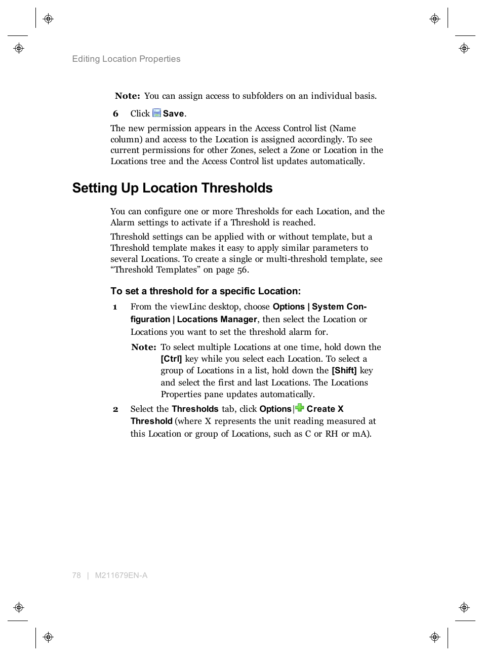 Setting up location thresholds | Vaisala viewLinc 4.3 User Manual | Page 86 / 206