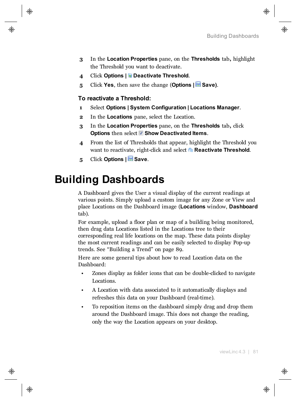 Building dashboards, More control over dashboard display, Adjust the font size and | Vaisala viewLinc 4.3 User Manual | Page 89 / 206
