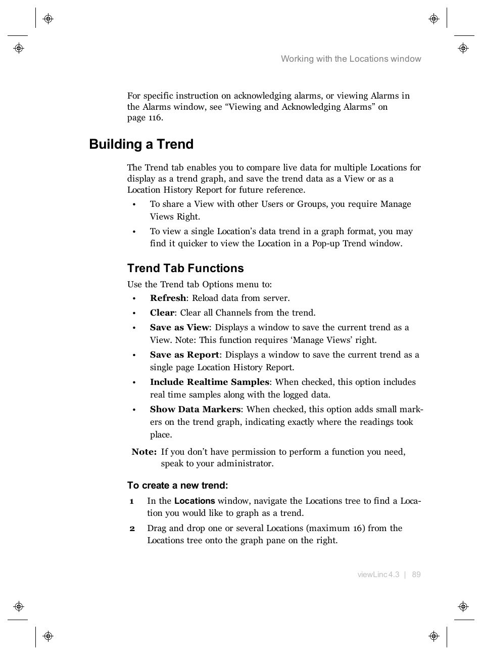 Building a trend, Trend tab functions, Trend | Vaisala viewLinc 4.3 User Manual | Page 97 / 206