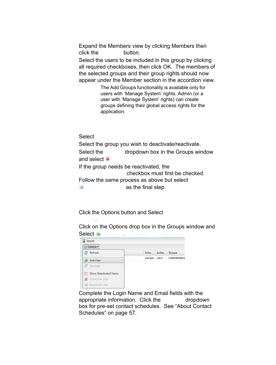 Deactivating/reactivating a group, Creating a new user | Vaisala viewLinc-4.1-M211518 User Manual | Page 115 / 175