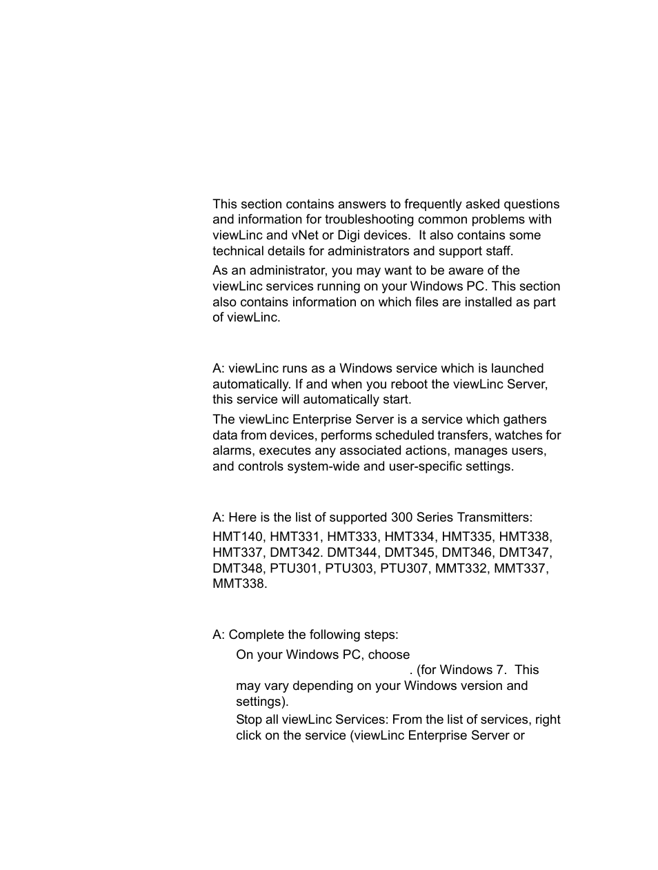 Appendix: faqs & troubleshooting, Appen, Dix: faqs & troubleshooting | Vaisala viewLinc-4.1-M211518 User Manual | Page 150 / 175