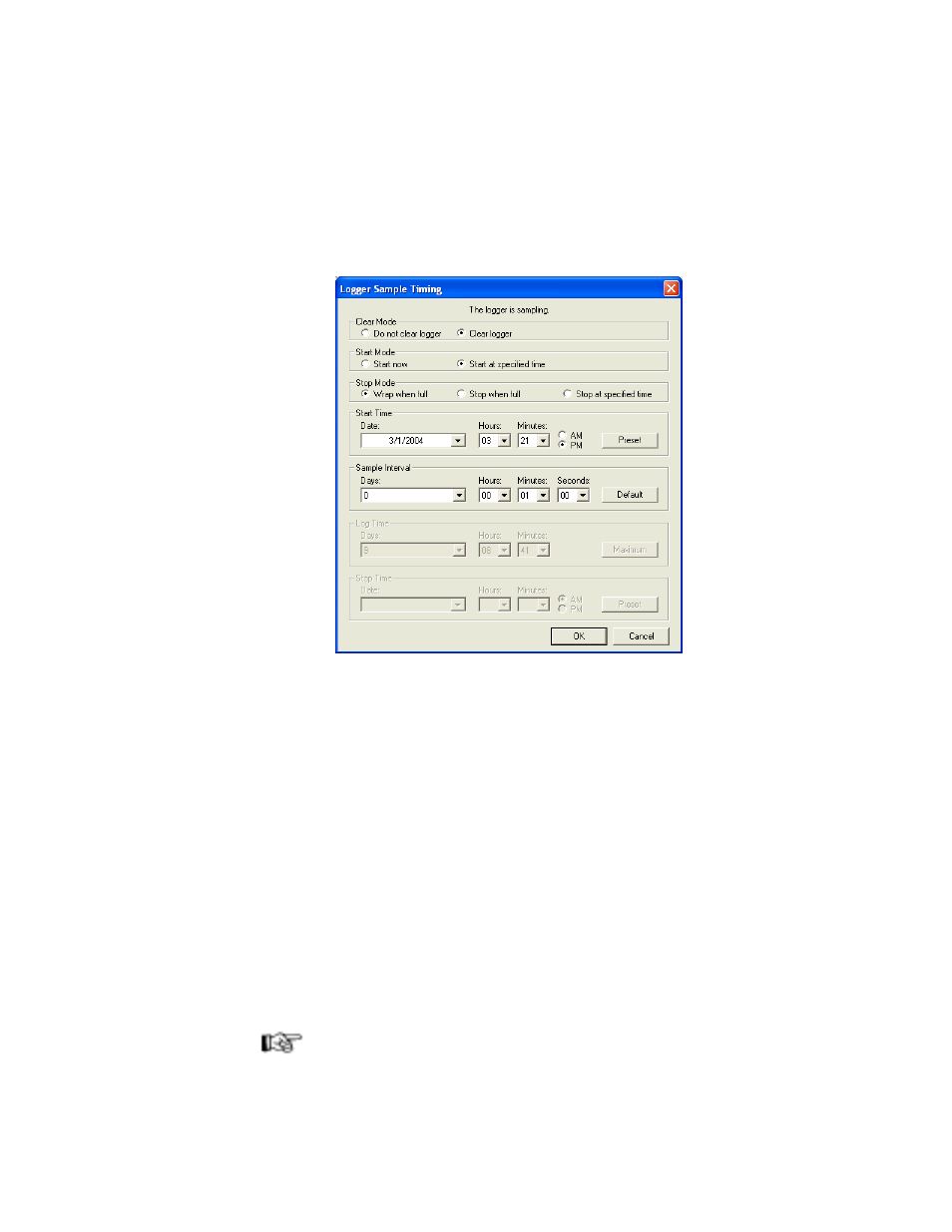 Setting the start mode, Setting the start mode on | Vaisala vLog 4.4 User Manual | Page 38 / 112