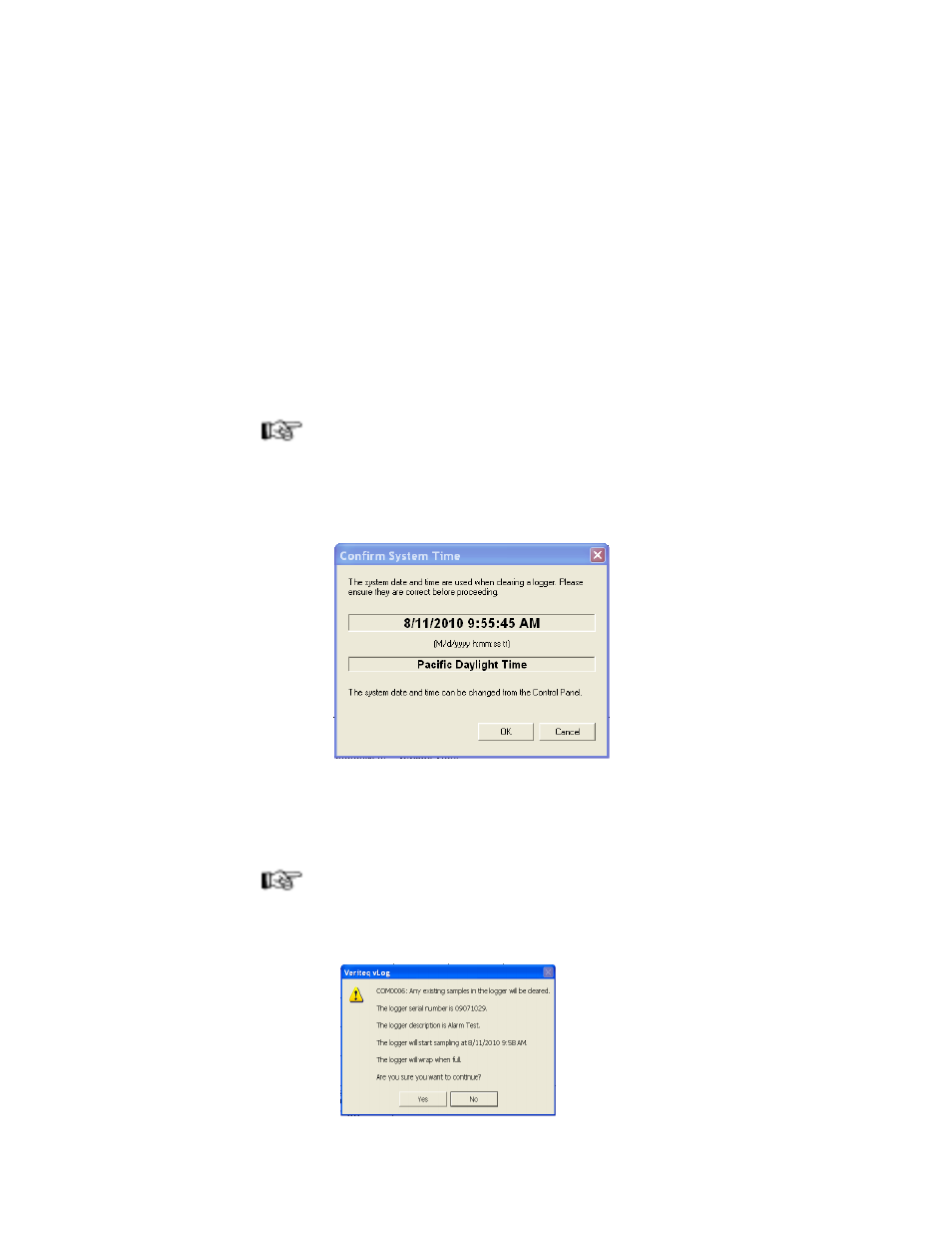 Clearing logger samples | Vaisala vLog 4.4 User Manual | Page 46 / 112