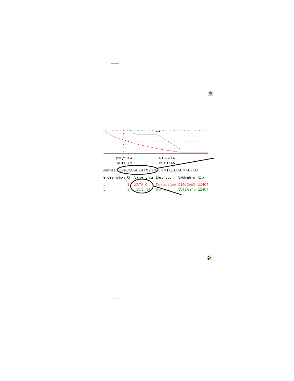 Pinpointing graph values and times, Adding graph titles | Vaisala vLog 4.4 User Manual | Page 69 / 112