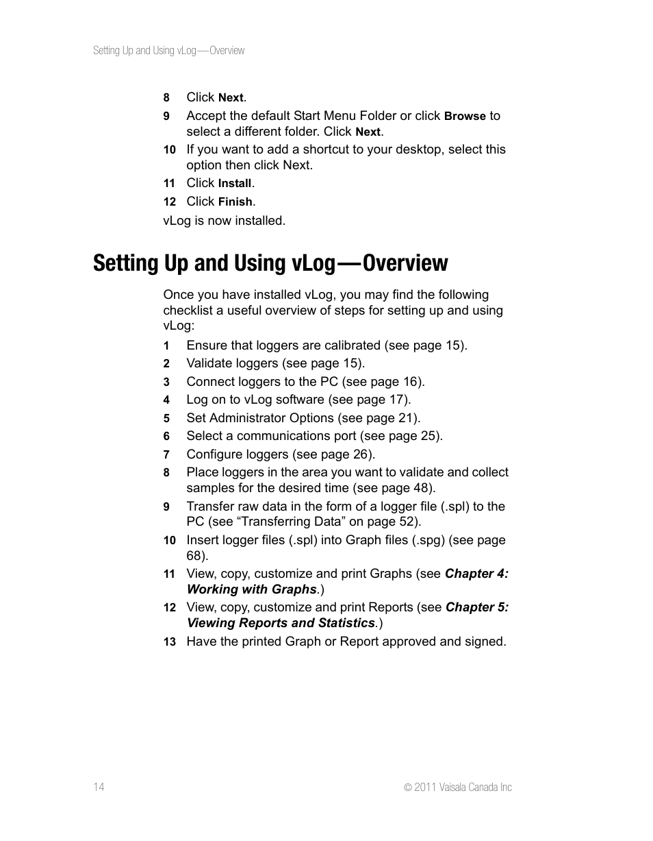 Setting up and using vlog — overview, Setting up and using vlog—overview | Vaisala vLog 4.5 User Manual | Page 20 / 128