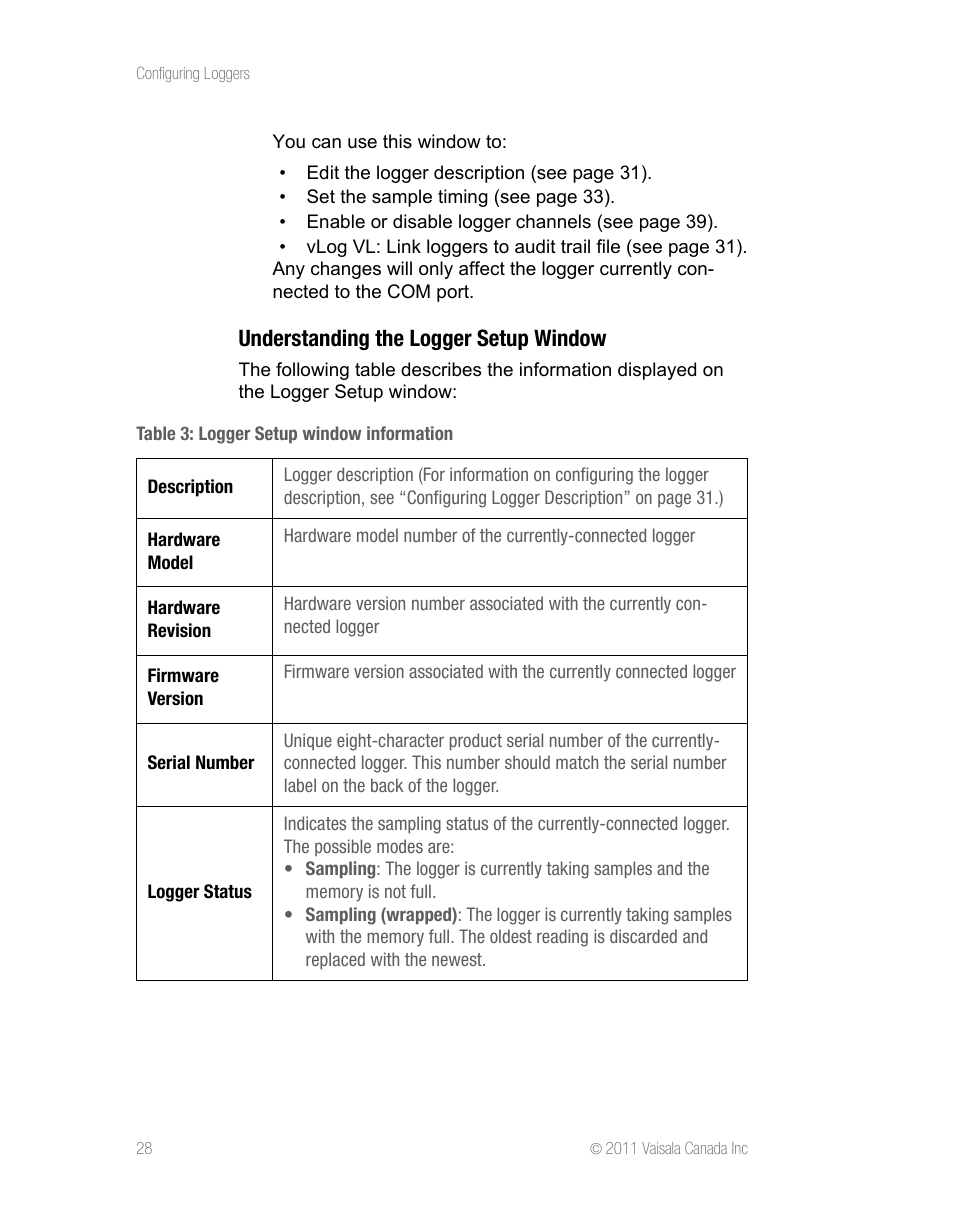 Understanding the logger setup window | Vaisala vLog 4.5 User Manual | Page 34 / 128