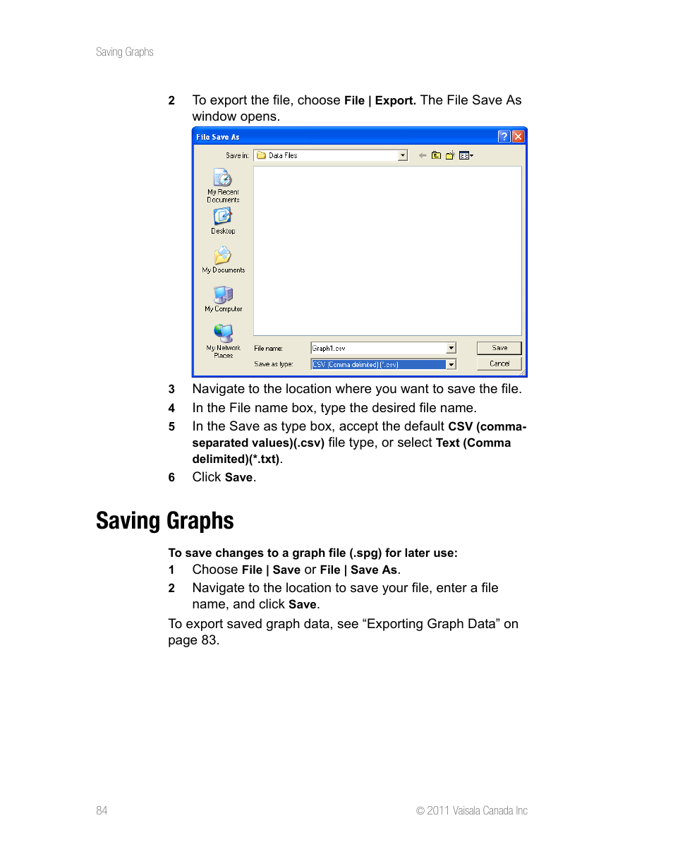 Saving graphs | Vaisala vLog 4.5 User Manual | Page 90 / 128