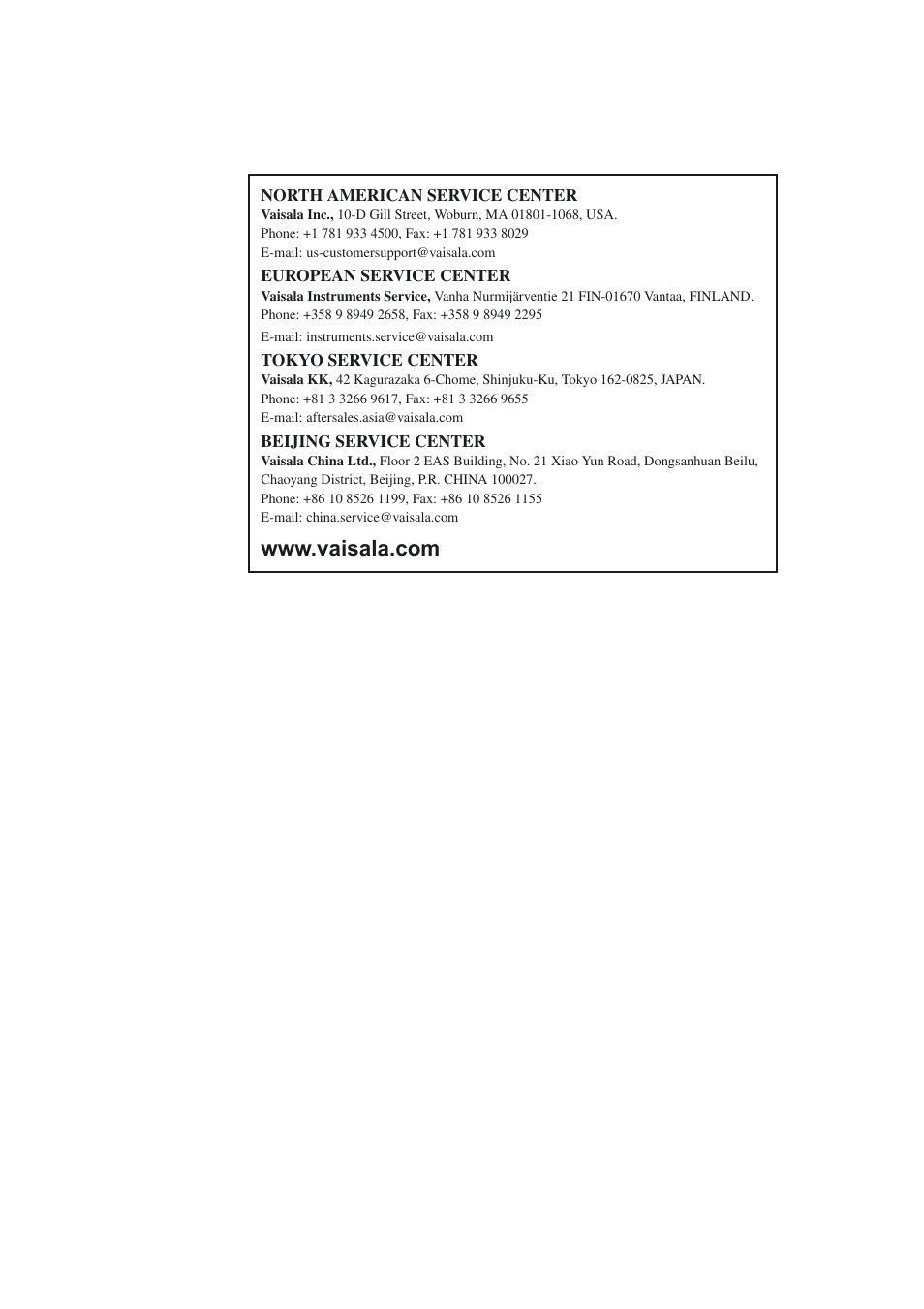 Vaisala WS425FG User Manual | Page 86 / 91
