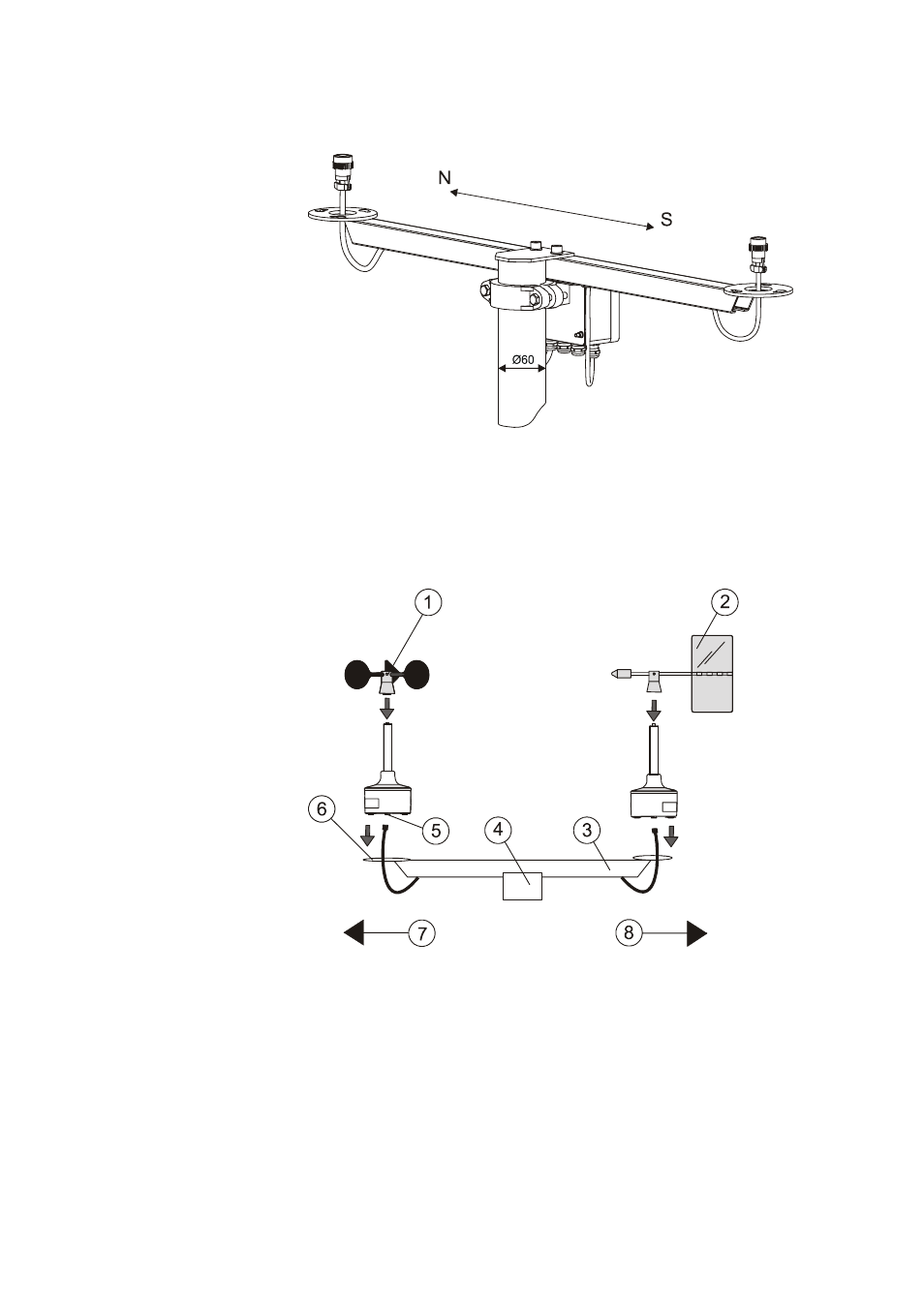 Figure 5, Mounting wac151 to the top of a pole mast, Wac151 cross arm | Vaisala WAA151 User Manual | Page 14 / 24