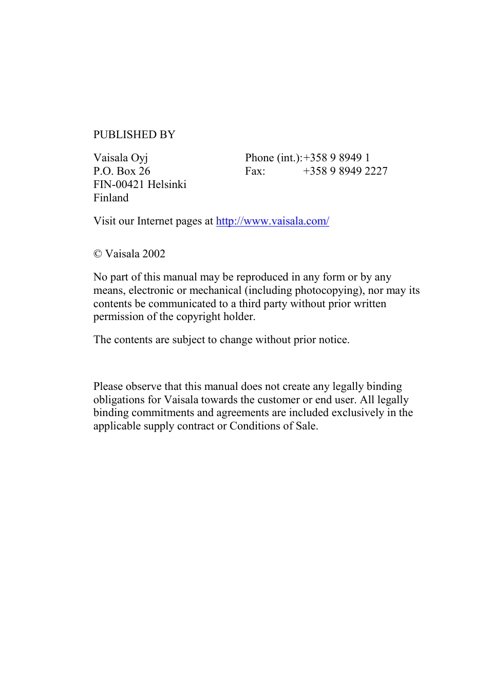 Vaisala WAT12 User Manual | Page 2 / 42
