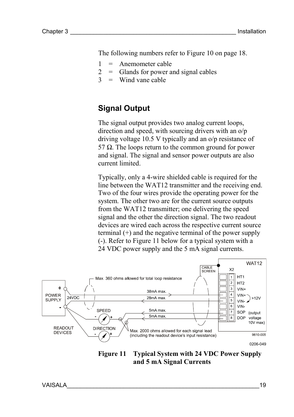 Signal output, And 5 ma signal currents | Vaisala WAT12 User Manual | Page 21 / 42