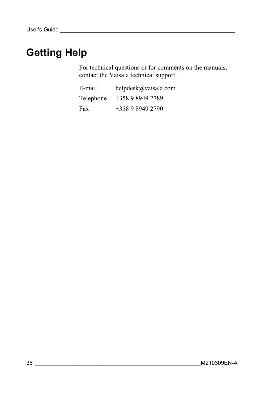 Getting help | Vaisala WAT12 User Manual | Page 38 / 42