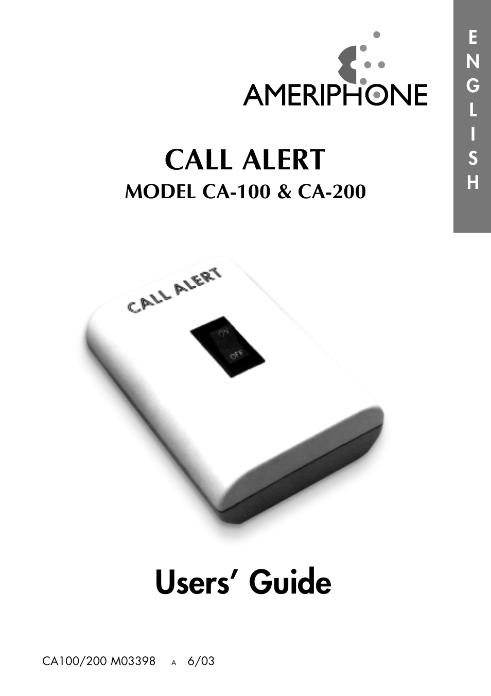 Users’ guide, Call alert | Ameriphone CALL ALERT CA-100 User Manual | Page 2 / 30