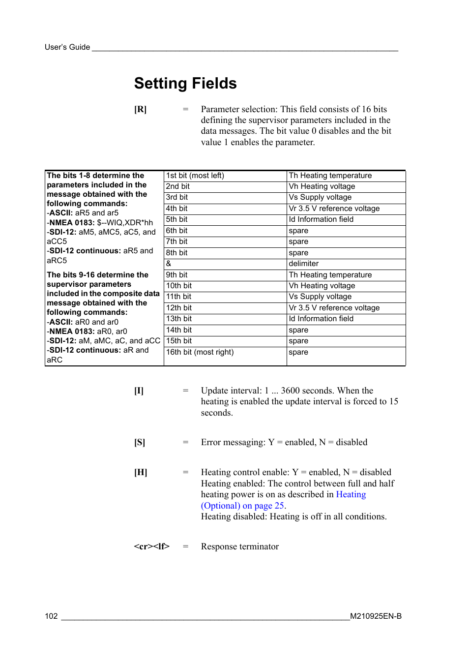 Setting fields | Vaisala WMT52 User Manual | Page 104 / 143
