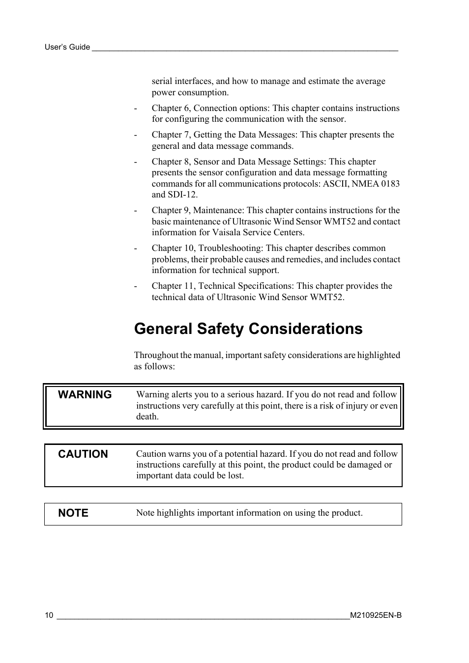General safety considerations | Vaisala WMT52 User Manual | Page 12 / 143