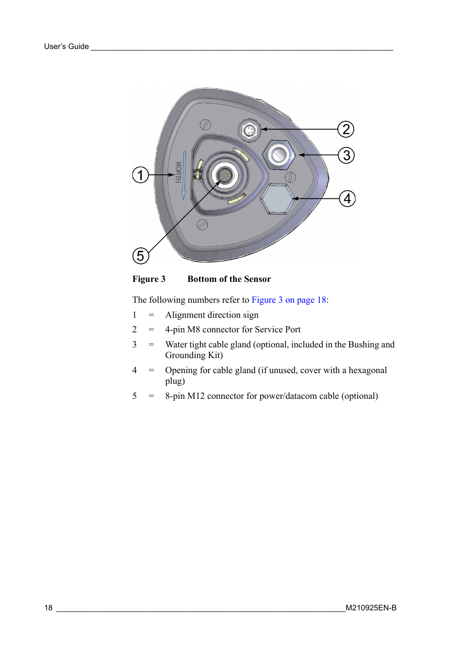 Figure 3, Bottom of the sensor | Vaisala WMT52 User Manual | Page 20 / 143