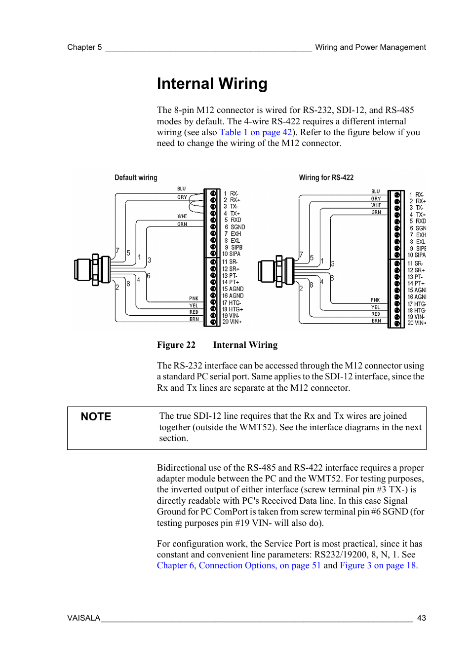 Internal wiring, Figure 22 | Vaisala WMT52 User Manual | Page 45 / 143