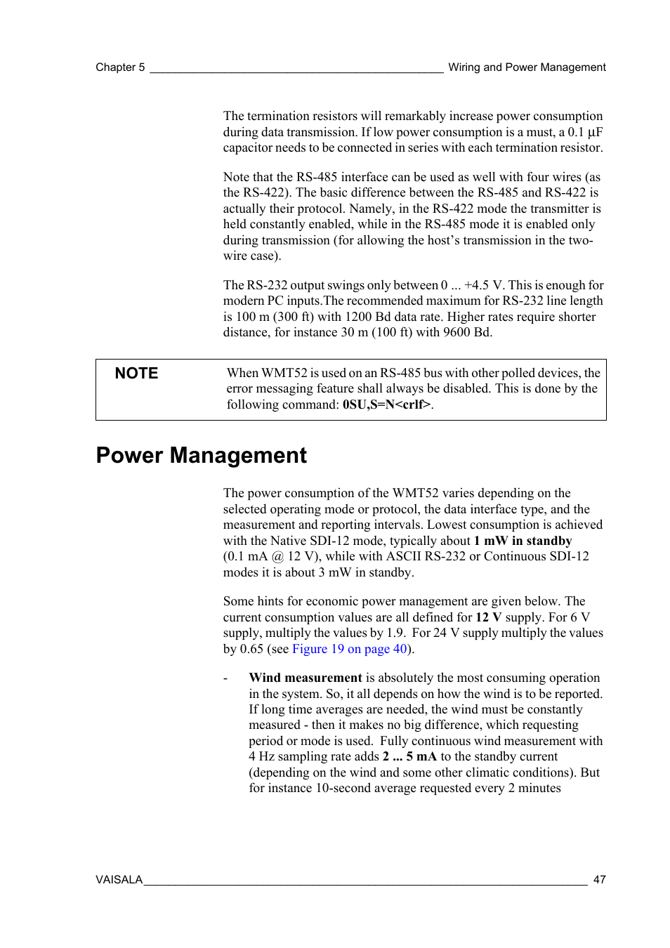 Power management | Vaisala WMT52 User Manual | Page 49 / 143
