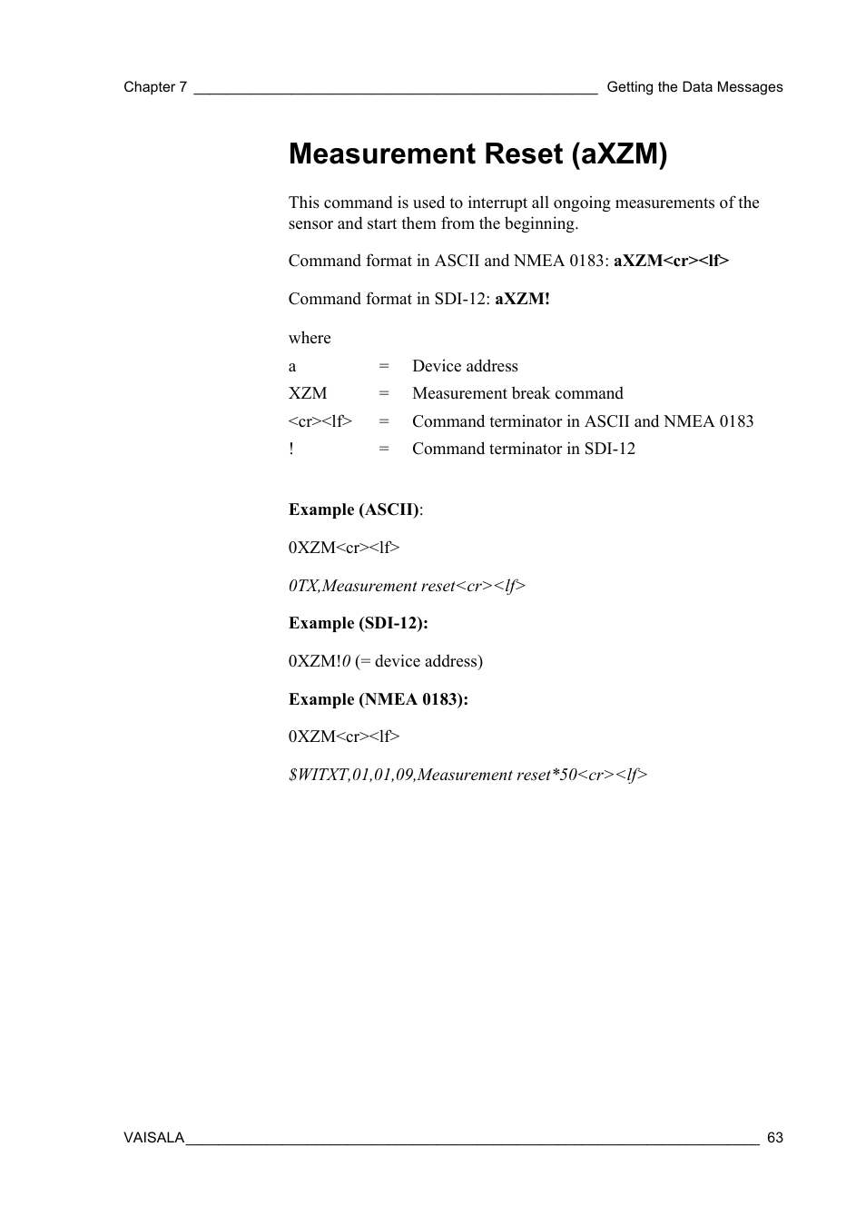 Measurement reset (axzm) | Vaisala WMT52 User Manual | Page 65 / 143