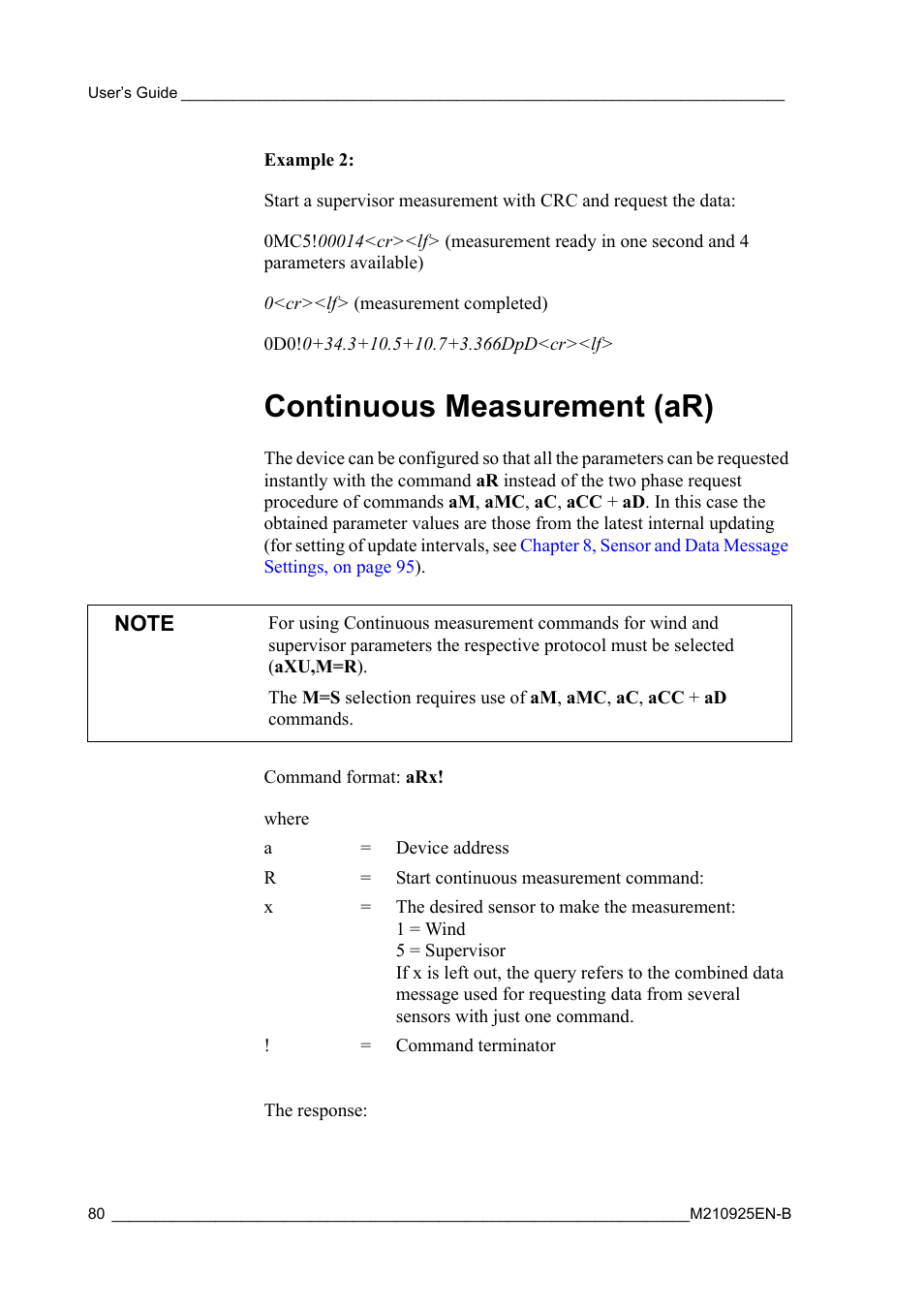 Continuous measurement (ar) | Vaisala WMT52 User Manual | Page 82 / 143